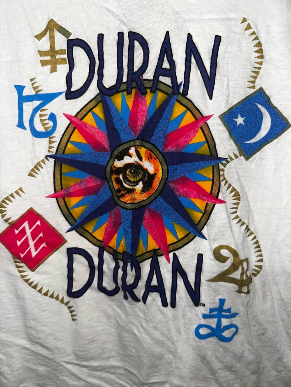 Vintage Screen Stars White Tee with Duran Duran tour Multicolor Compass Graphic